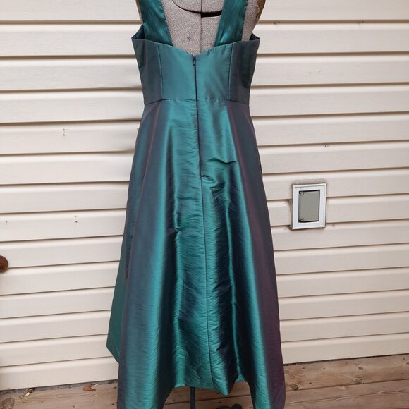 Vintage Formal Satin Dress Shimmer Green Prom Wedding 36B 31W - Picture 8 of 12